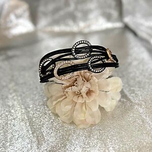 Black and Silver Rhinestone Accent Multi-Strand Bracelet *NWOT